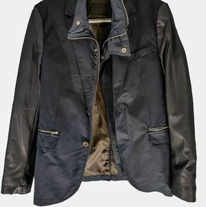 Mens Zara Man Black Tag Fashion Jacket Leather Sle